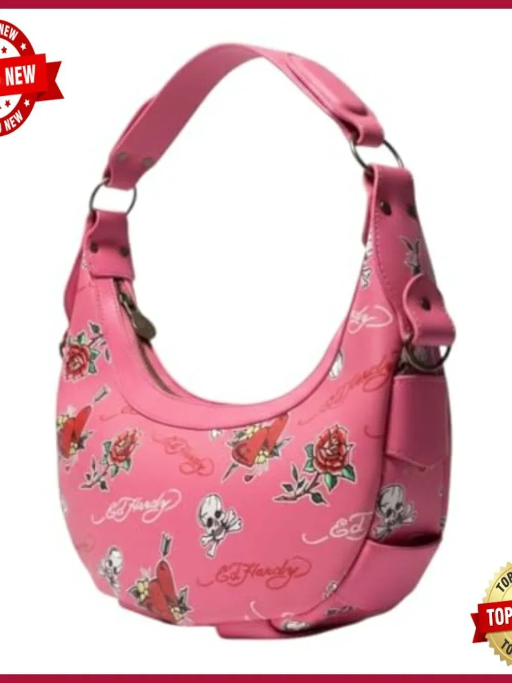 Applique Hobo Bag with Charms & Studs